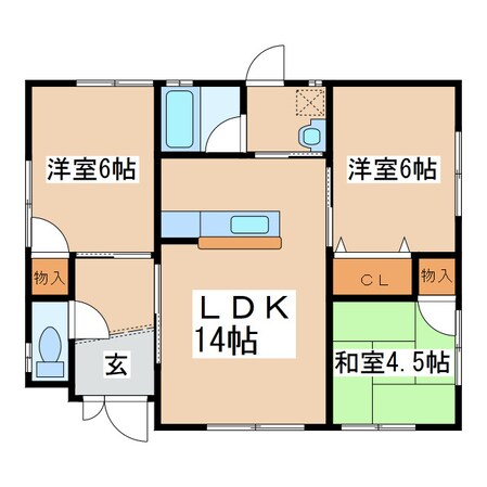 東門貸家（串良町）北棟の物件間取画像